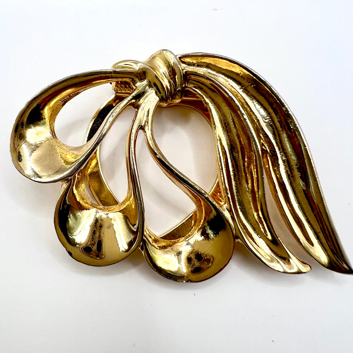 Złota zapinka / klips do apaszki – vintage, styl sculptural