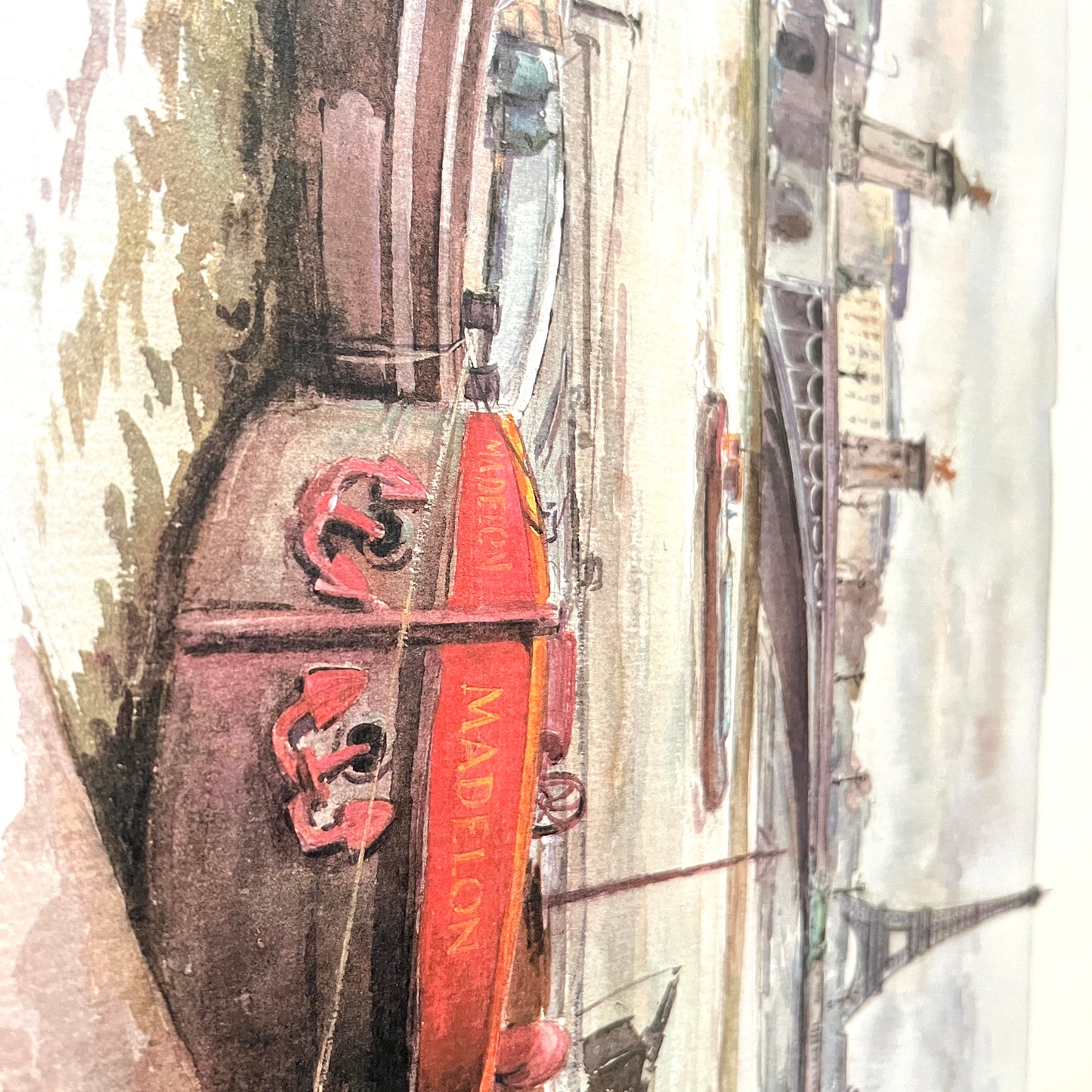 Zestaw 5 paryskich akwarelowych reprodukcji od bukinisty – widoki Paryża, 30x40 cm