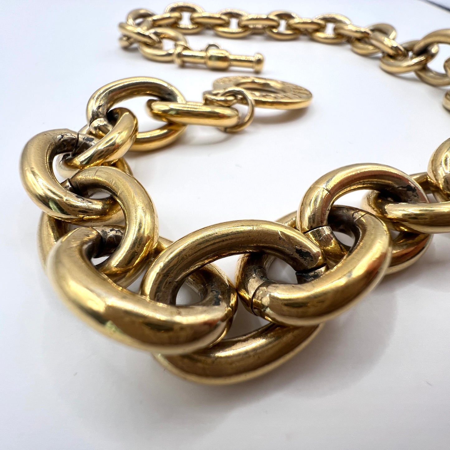 Naszyjnik Guy Laroche Paris - Gruby Łańcuch Gold-Tone - Sygnowany - Francja Vintage
