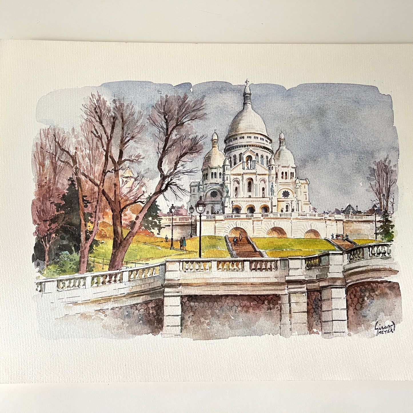 Zestaw 5 paryskich akwarelowych reprodukcji od bukinisty – widoki Paryża, 30x40 cm