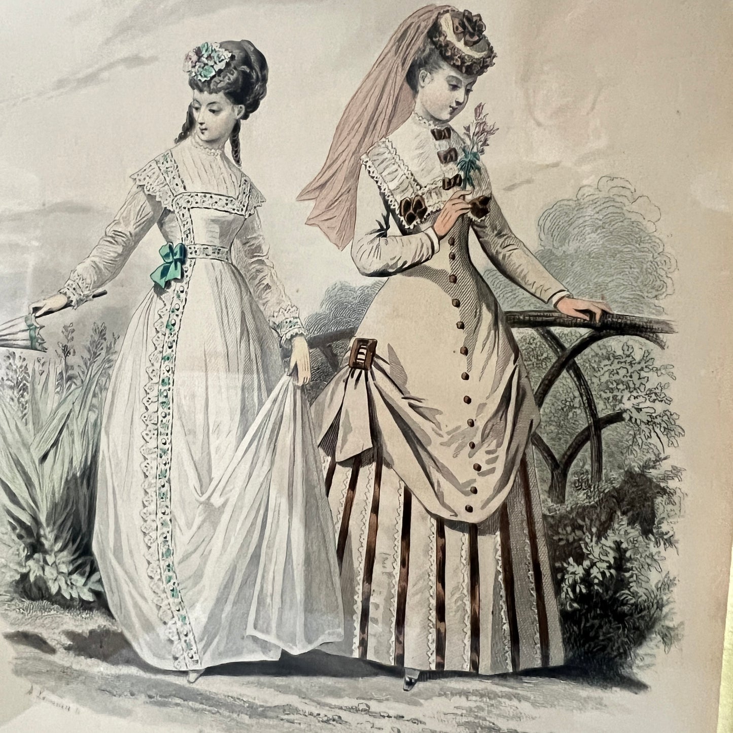 Unikatowa para oryginalnych rycin z kultowego żurnalu "Les Modes Parisiennes"
