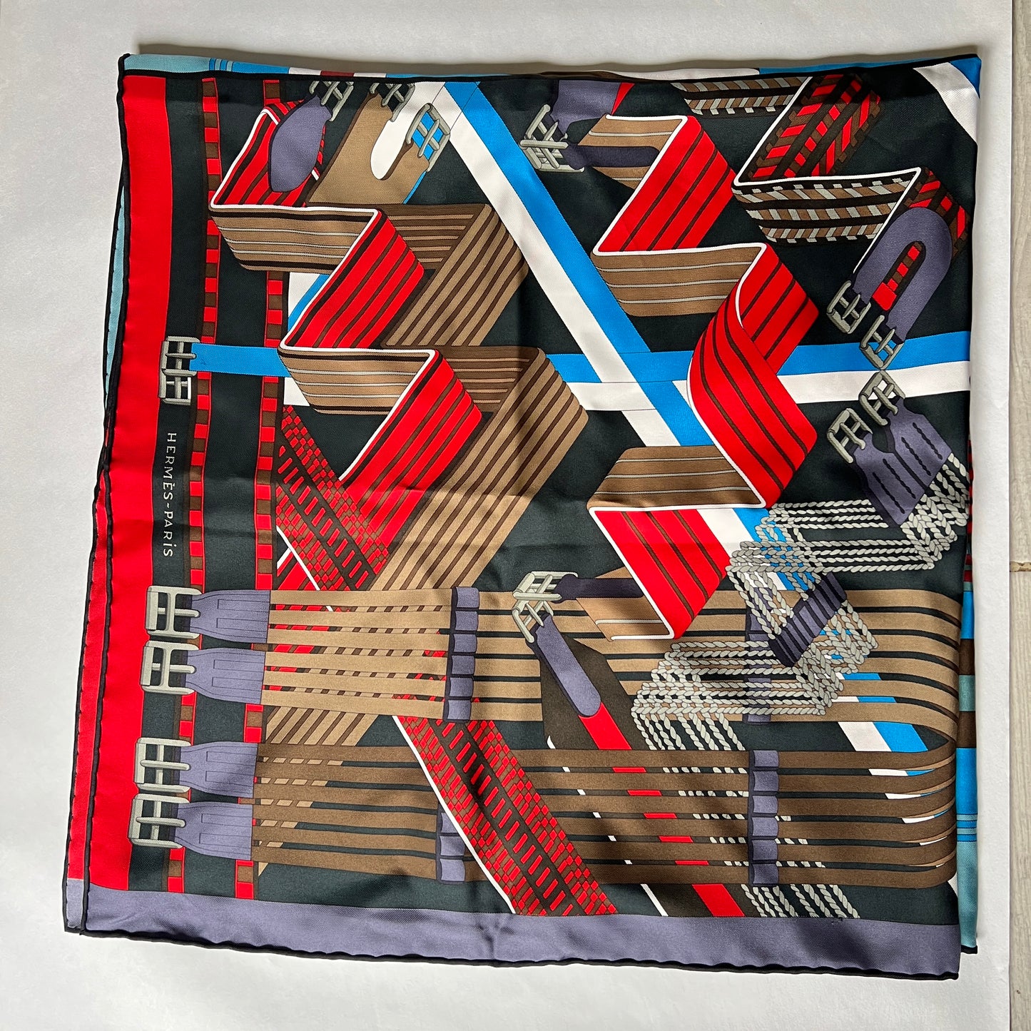 Apaszka Hermès Double Sangle 2018 - Carré 90 Jedwab Vintage