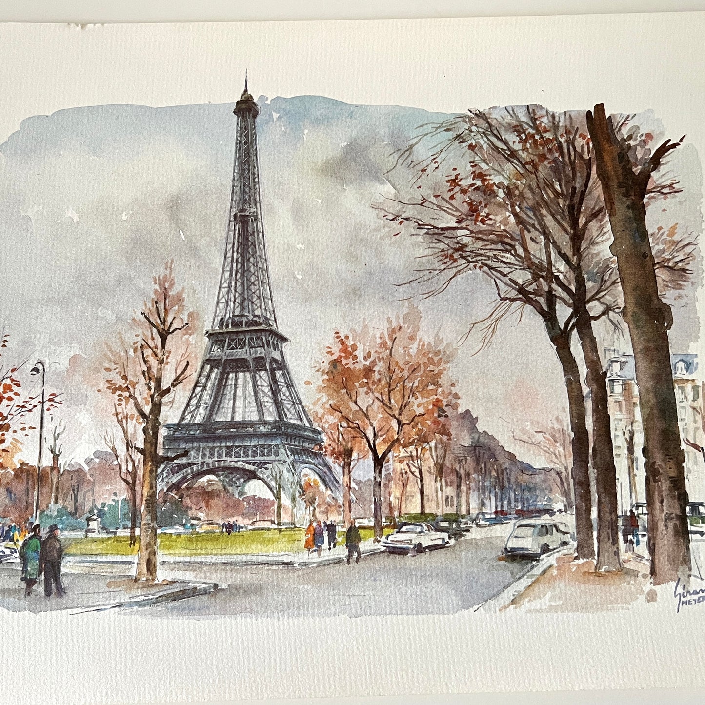 Zestaw 5 paryskich akwarelowych reprodukcji od bukinisty – widoki Paryża, 30x40 cm