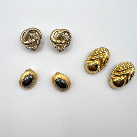 Kolekcja 3 Par Klipsów | Retro Glamour | Lata 80./90.