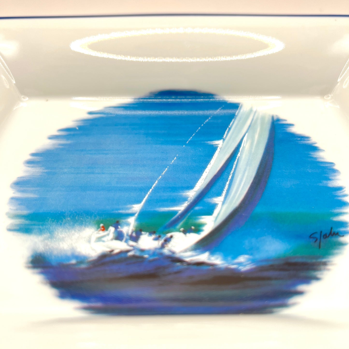 Porcelanowa popielnica Limoges – “Le Mouvement” P. Victor Spahn, żaglówka, vintage