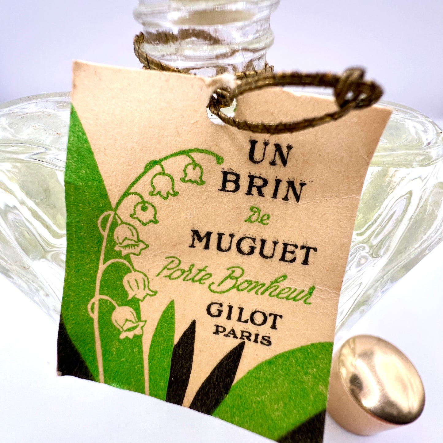 Vintage perfumy „Un Brin de Muguet” – Gilot Paris, oryginalne opakowanie, lata 30–40., kolekcjonerskie
