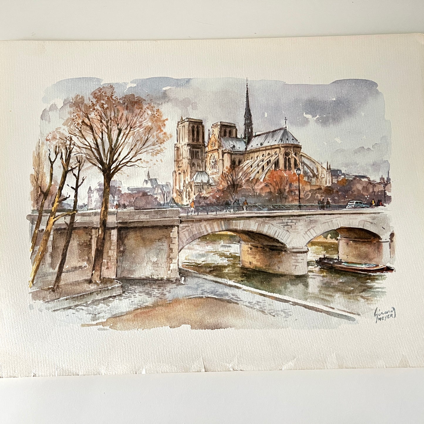 Zestaw 5 paryskich akwarelowych reprodukcji od bukinisty – widoki Paryża, 30x40 cm