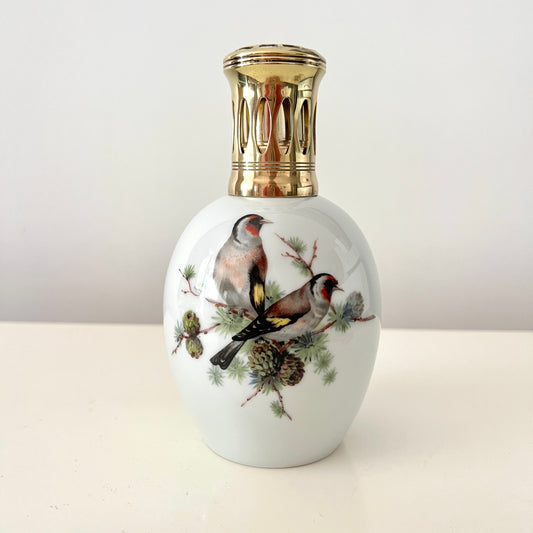 Lampa zapachowa Lampe Berger – porcelana Limoges France, motyw szczygłów, komplet