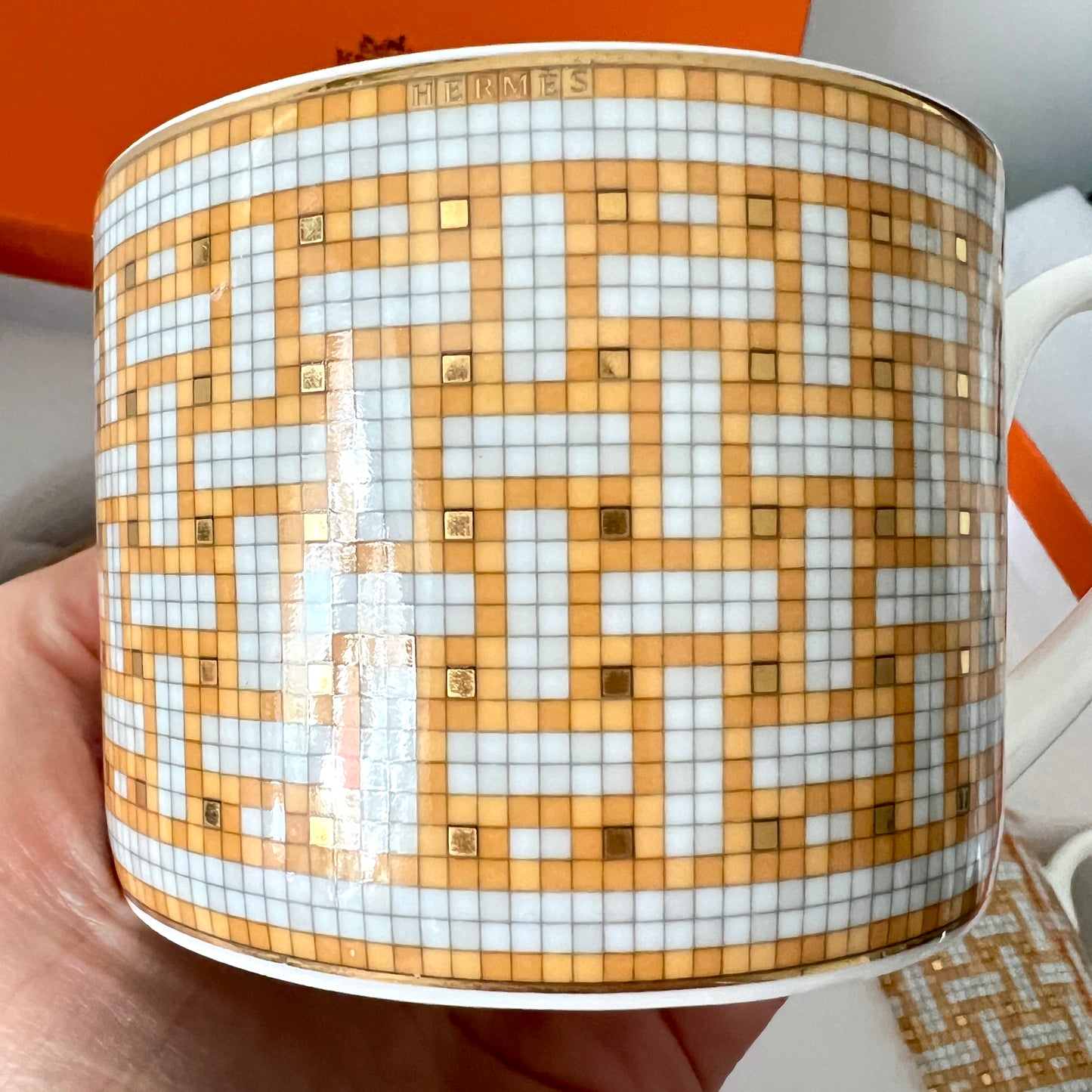 Zestaw Hermès Mozaika - 2 Filiżanki + 2 Talerzyki Vintage