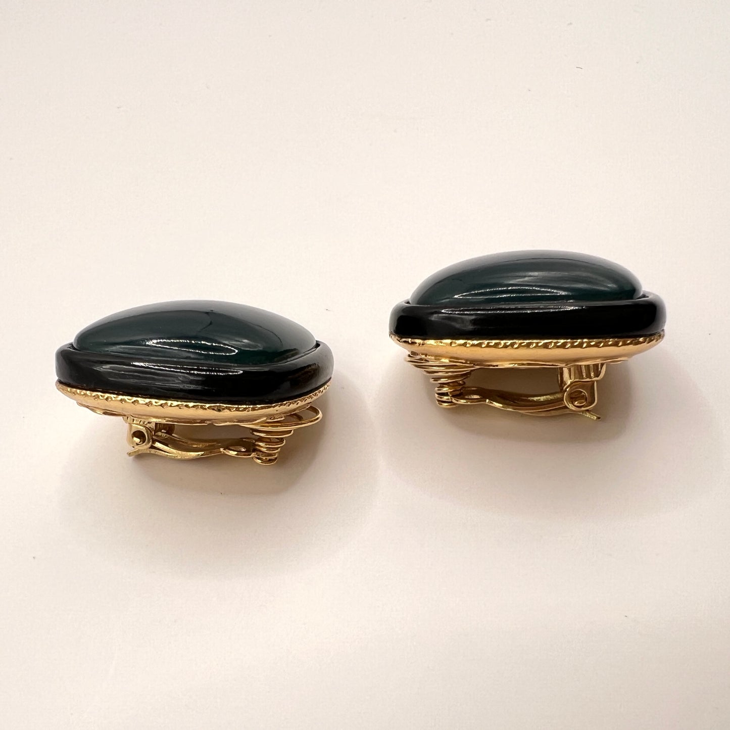 Klipsy YSL Yves Saint Laurent — turkus, holograficzne, lata 80/90, Made in France