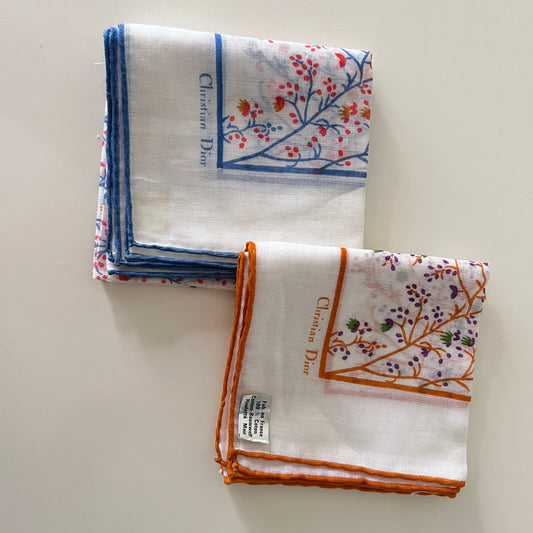 Christian Dior 2 Poszetki Bawełniane Vintage 36x35 cm - Monsieur