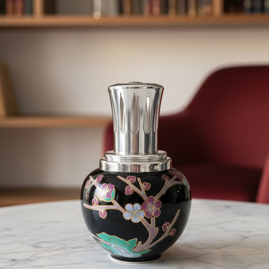 Lampa zapachowa Berger – czarna porcelana z kwiatem wiśni, komplet