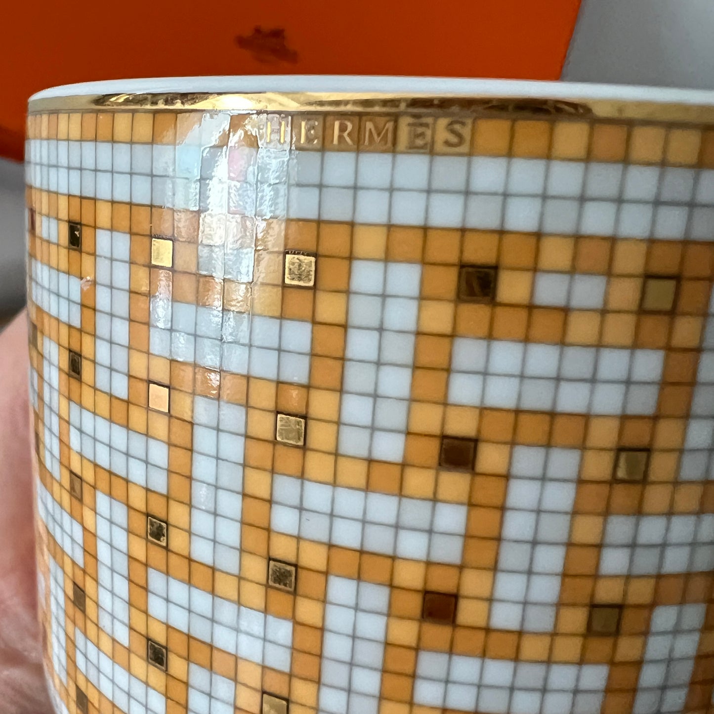 Zestaw Hermès Mozaika - 2 Filiżanki + 2 Talerzyki Vintage