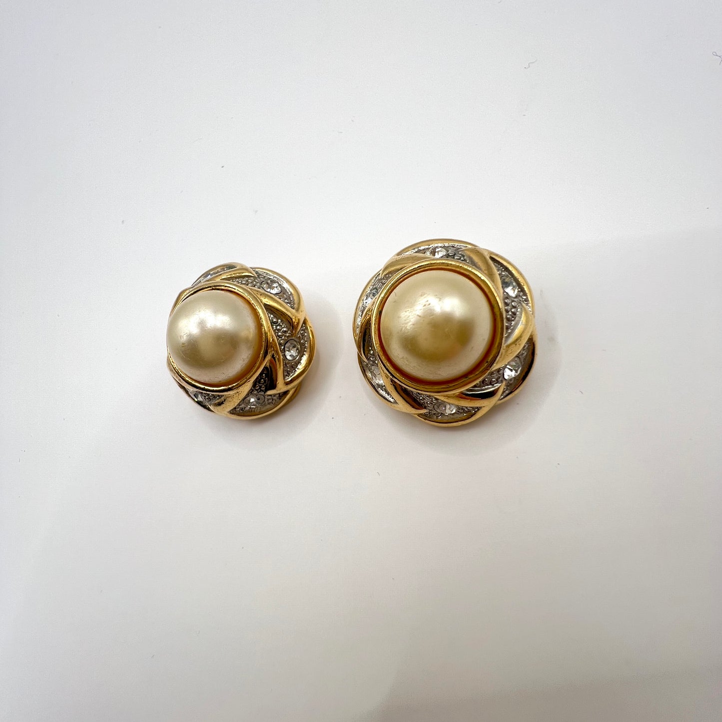 Vintage Klipsy "Royal Pearl" – Cyrkonie i Złoto (Lata 80./90.)