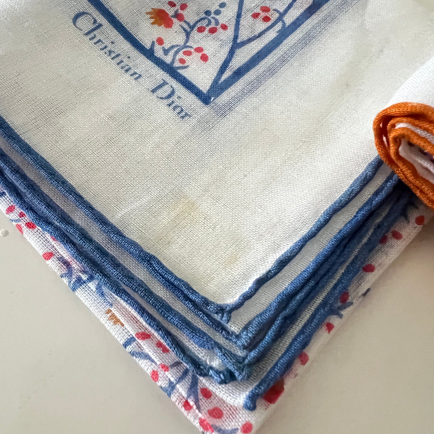 Christian Dior 2 Poszetki Bawełniane Vintage 36x35 cm - Monsieur