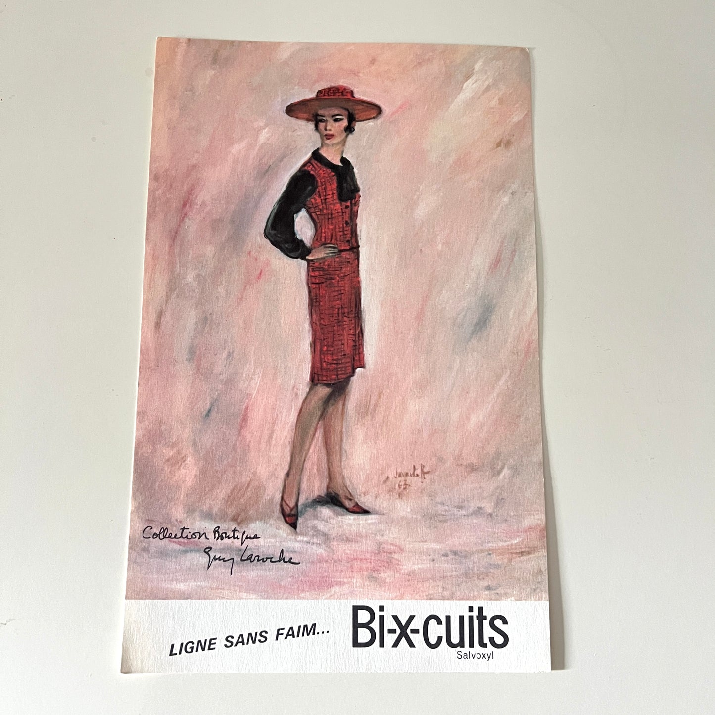 Zestaw 5 vintage obrazków Guy Laroche – francuska reklama lata 60.