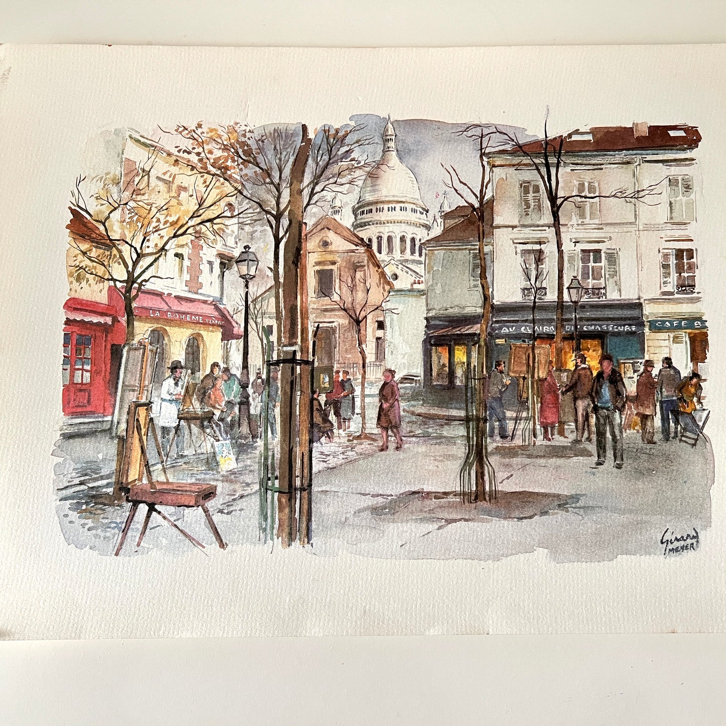 Zestaw 5 paryskich akwarelowych reprodukcji od bukinisty – widoki Paryża, 30x40 cm