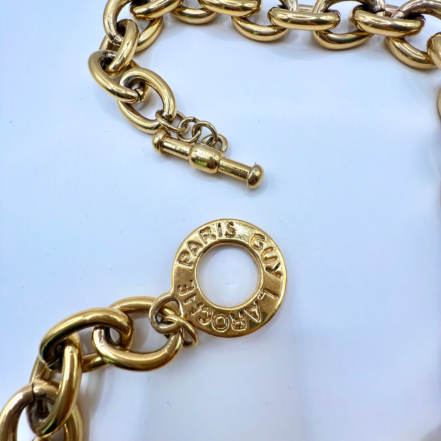 Naszyjnik Guy Laroche Paris - Gruby Łańcuch Gold-Tone - Sygnowany - Francja Vintage
