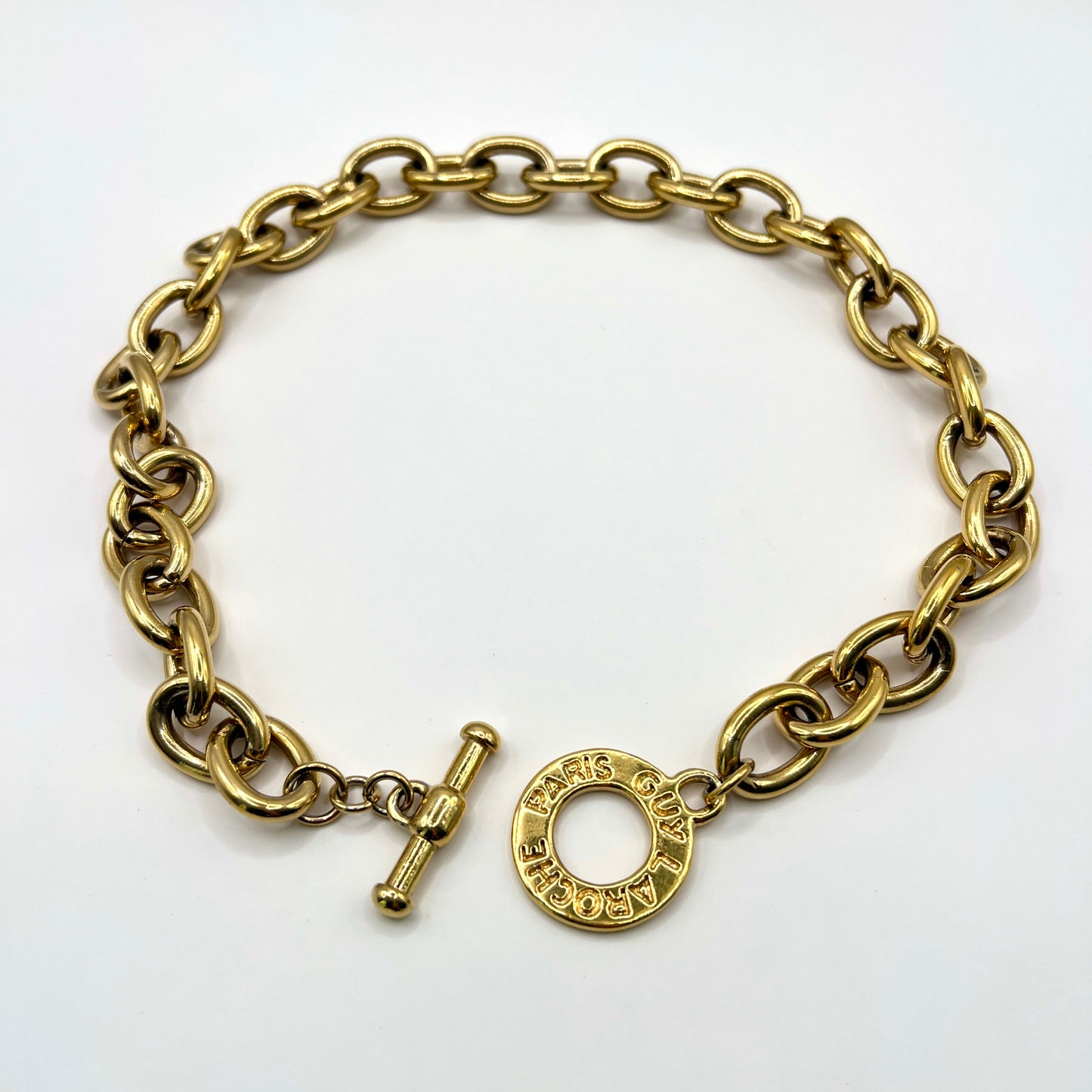 Naszyjnik Guy Laroche Paris - Gruby Łańcuch Gold-Tone - Sygnowany - Francja Vintage