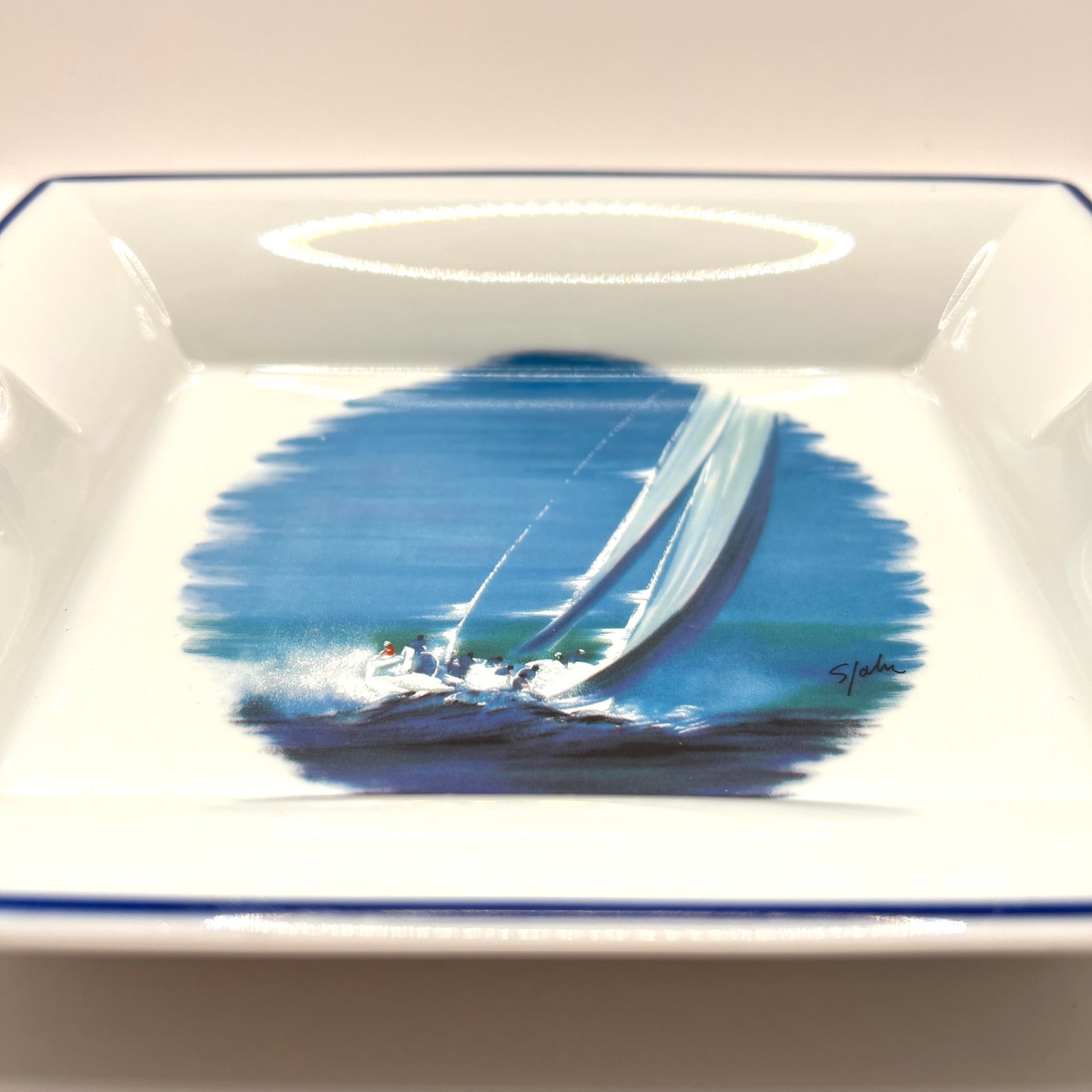 Porcelanowa popielnica Limoges – “Le Mouvement” P. Victor Spahn, żaglówka, vintage
