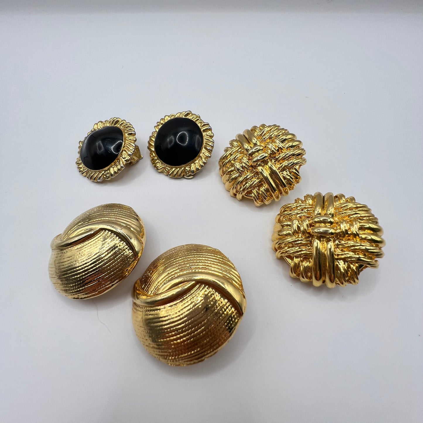 Klipsy vintage bez sygnatury • 3 pary • stan b. dobry