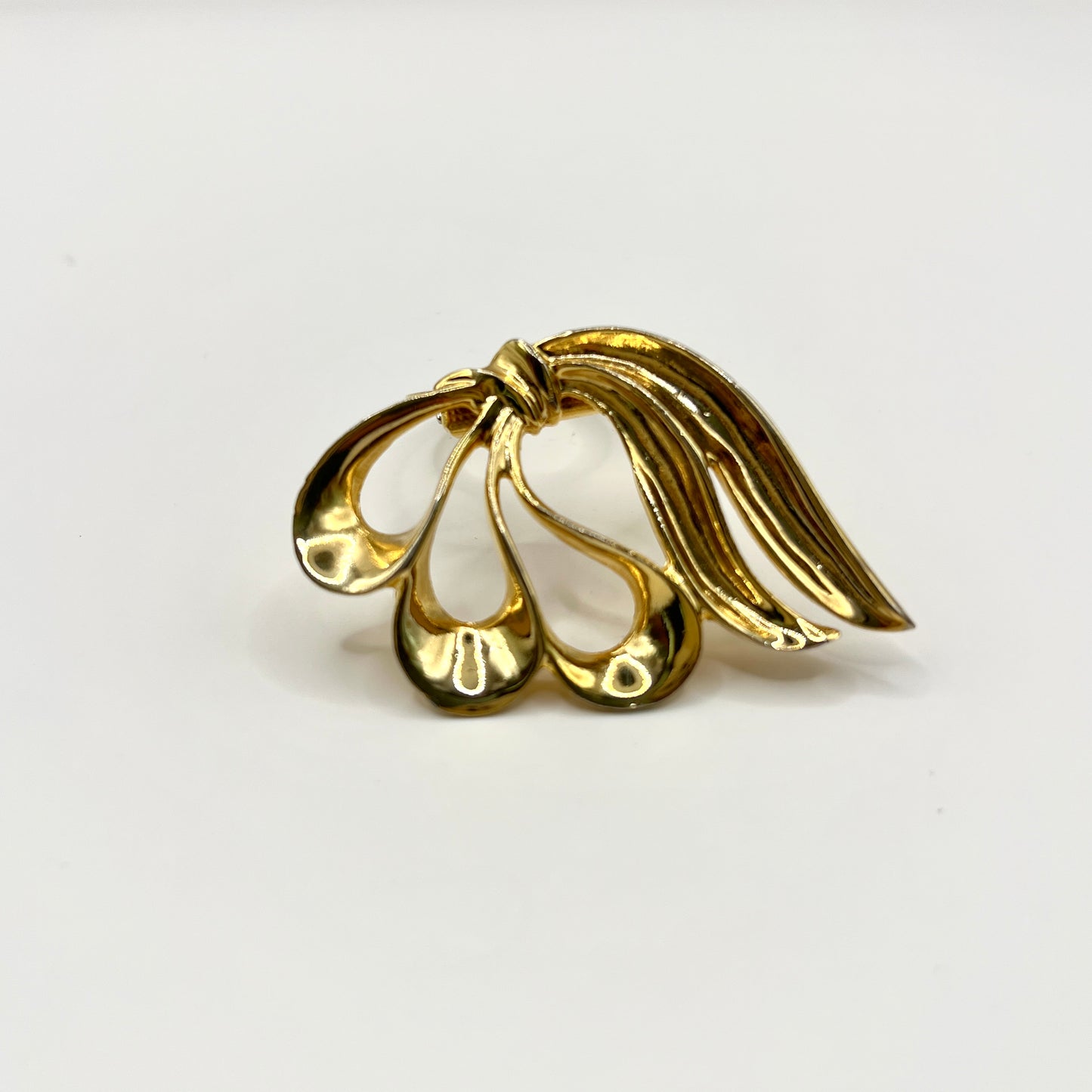 Złota zapinka / klips do apaszki – vintage, styl sculptural