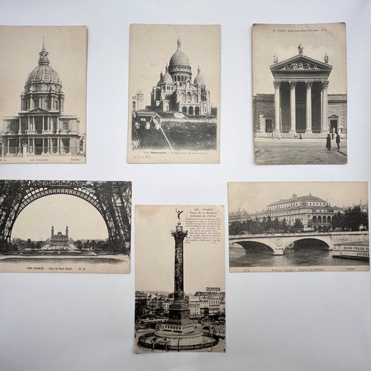 Kolekcja "Parisian Moments" – Zestaw 6 Oryginalnych Pocztówek z Epoki