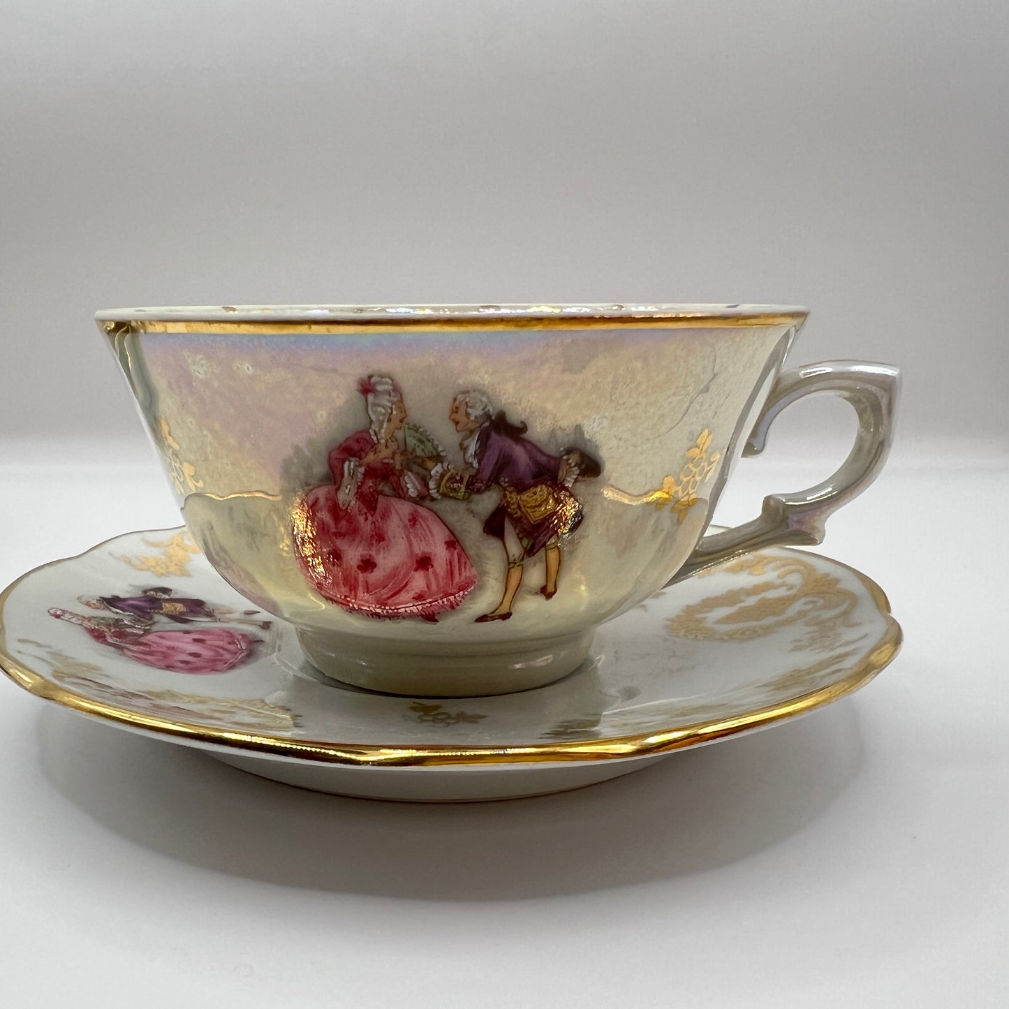 Ekskluzywny Serwis Kawowy Porcelaine France – Sceny Miłosne Fragonard, Złocenia i Iryzacja