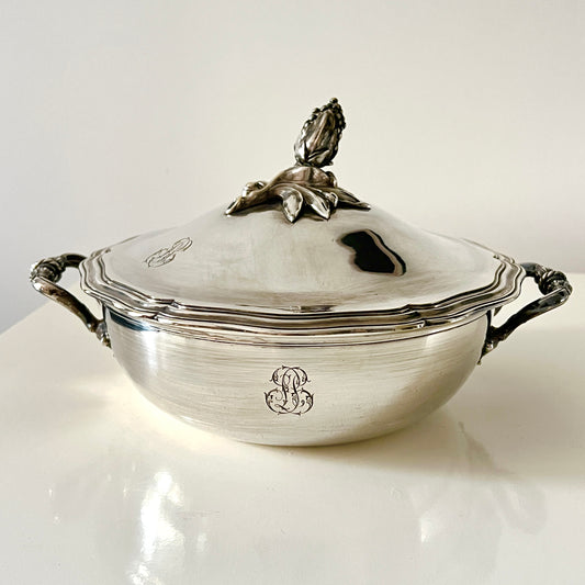Legumier Christofle Paris Vintage - Luksusowe Naczynie Srebrzane z Monogramem