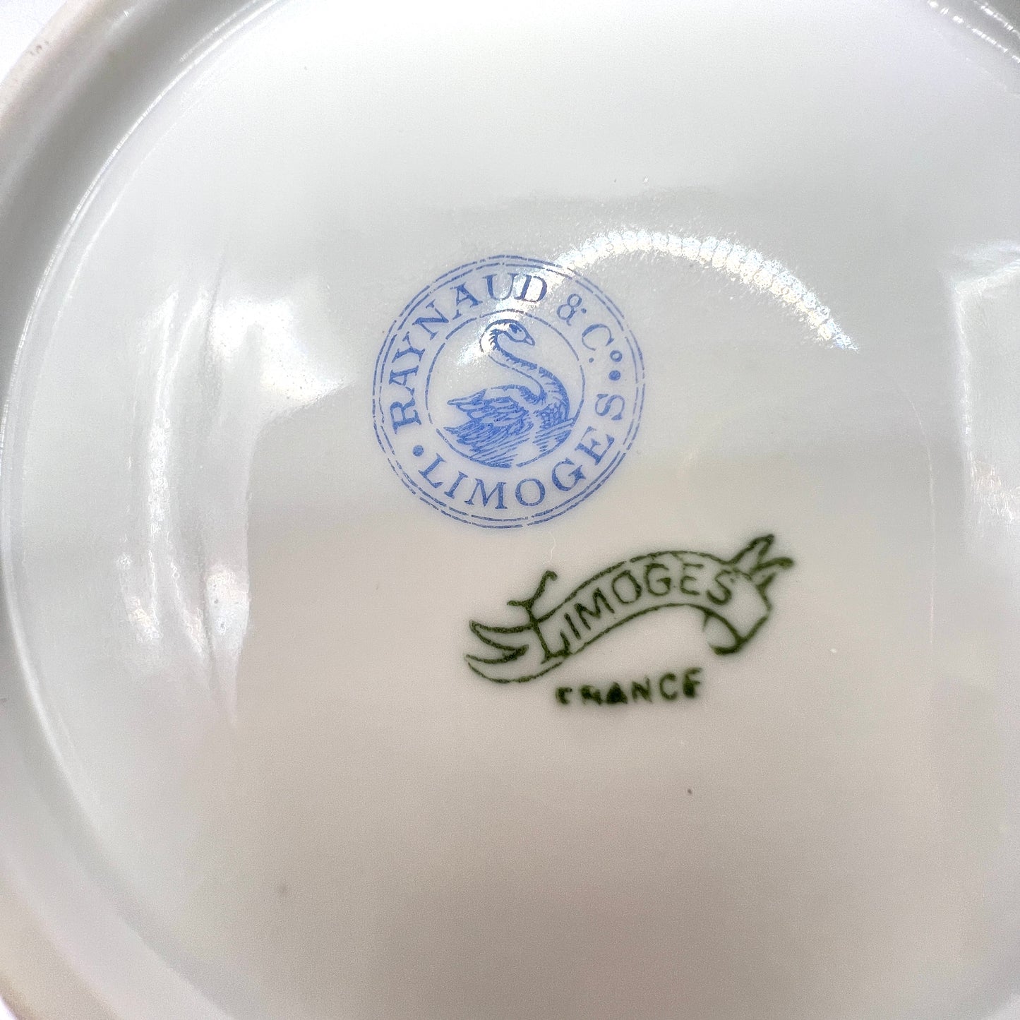 Filiżanki Raynaud & Co Limoges - Zestaw 2 filiżanek i 2 spodków - Błękit i złoto - Francja lata 50