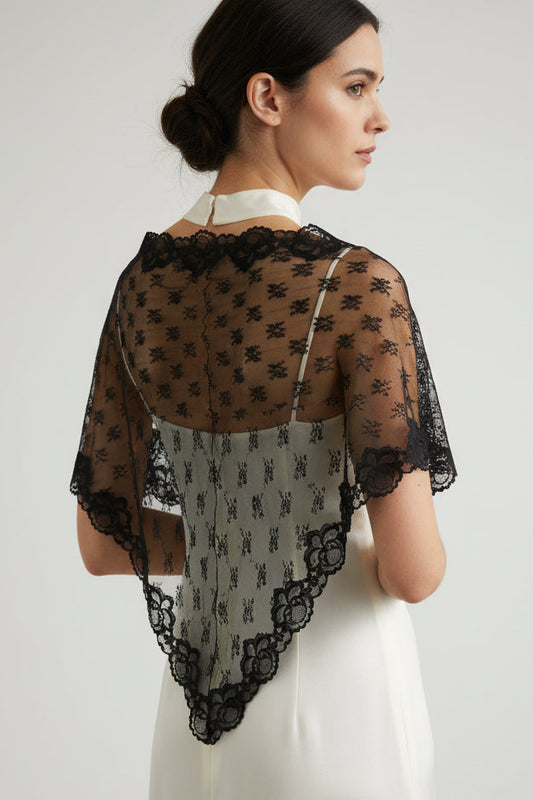 Elegancki koronkowy szal / Mantylka w stylu retro