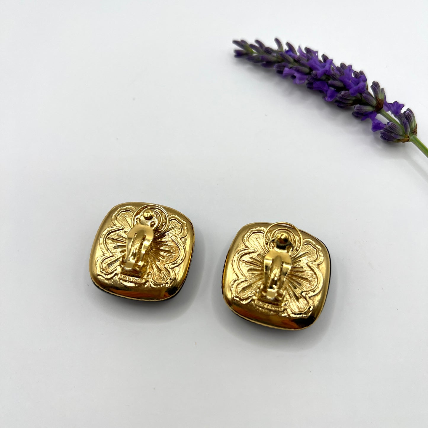 Klipsy YSL Yves Saint Laurent — turkus, holograficzne, lata 80/90, Made in France