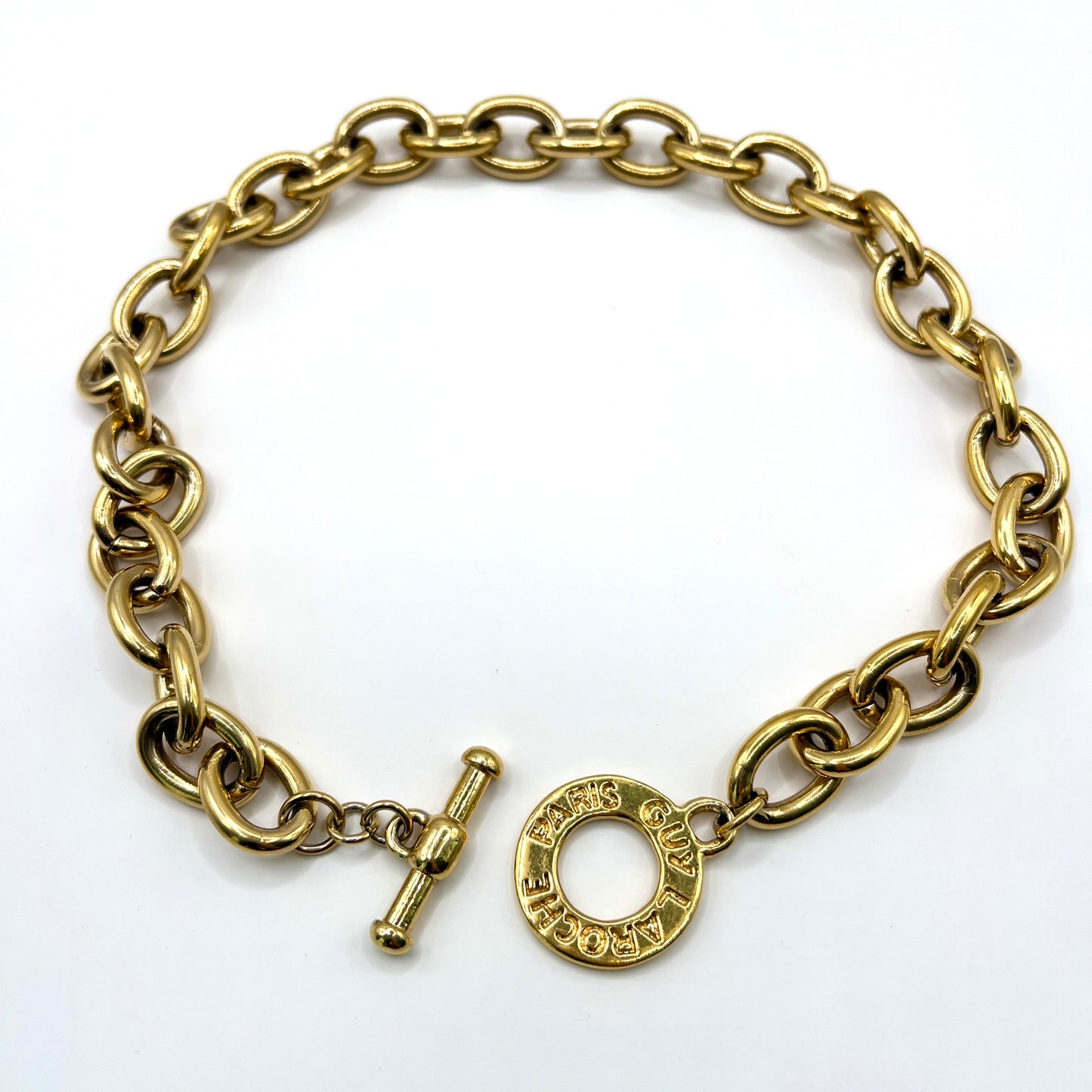Naszyjnik Guy Laroche Paris - Gruby Łańcuch Gold-Tone - Sygnowany - Francja Vintage