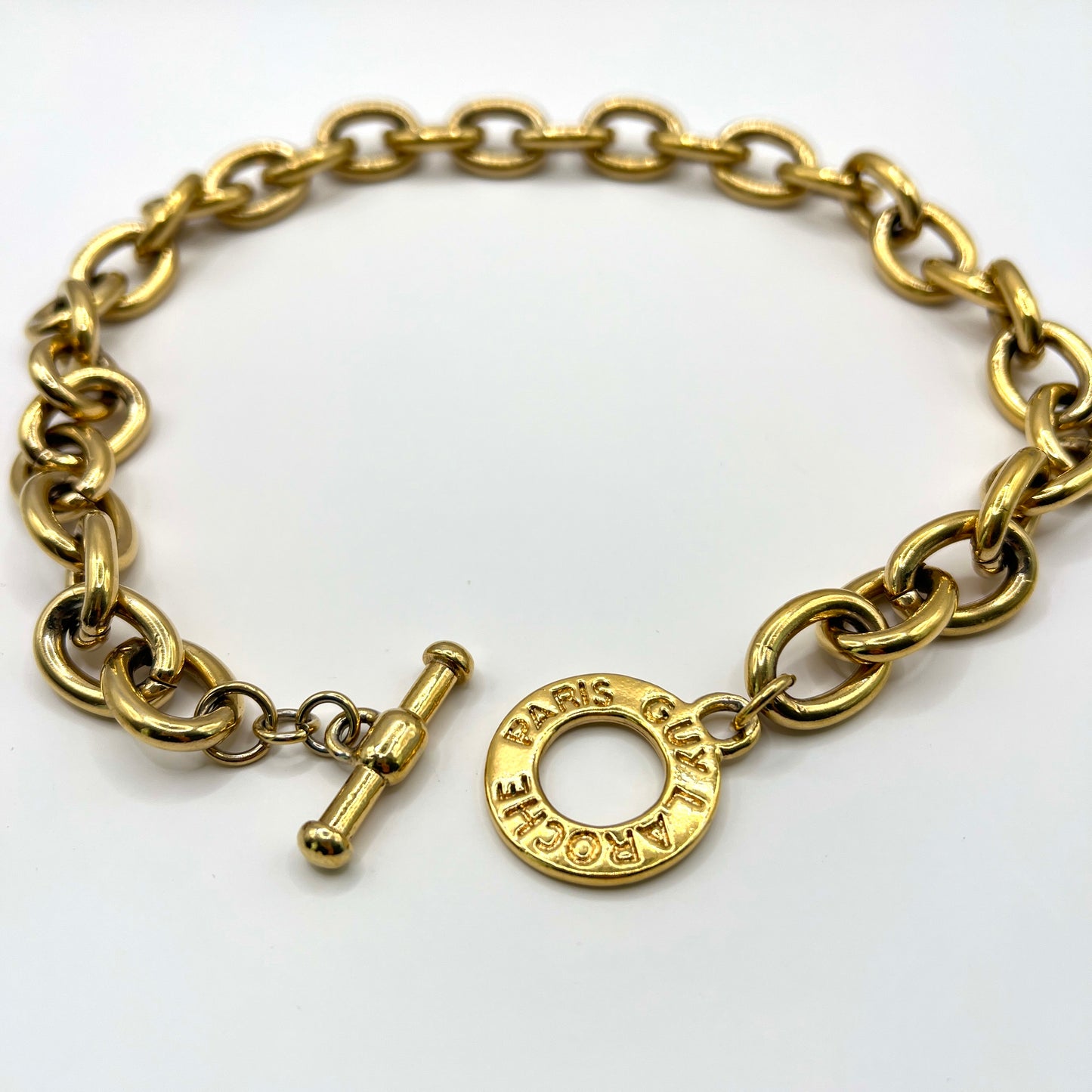 Naszyjnik Guy Laroche Paris - Gruby Łańcuch Gold-Tone - Sygnowany - Francja Vintage