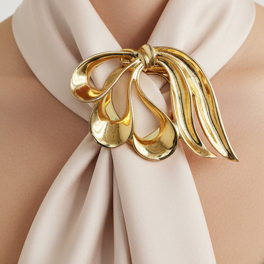 Złota zapinka / klips do apaszki – vintage, styl sculptural