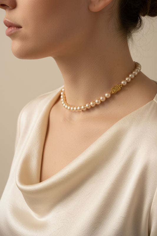 Naszyjnik z Pereł Monet – Klasyczny Sznur z Pozłacanym Zapięciem | Vintage Elegance