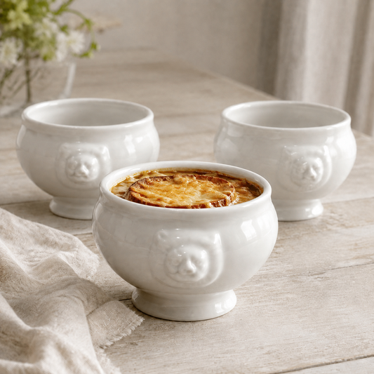 Miski Ceramiczne Vintage Zupa Cebulowa Francja 3 szt. 10 cm